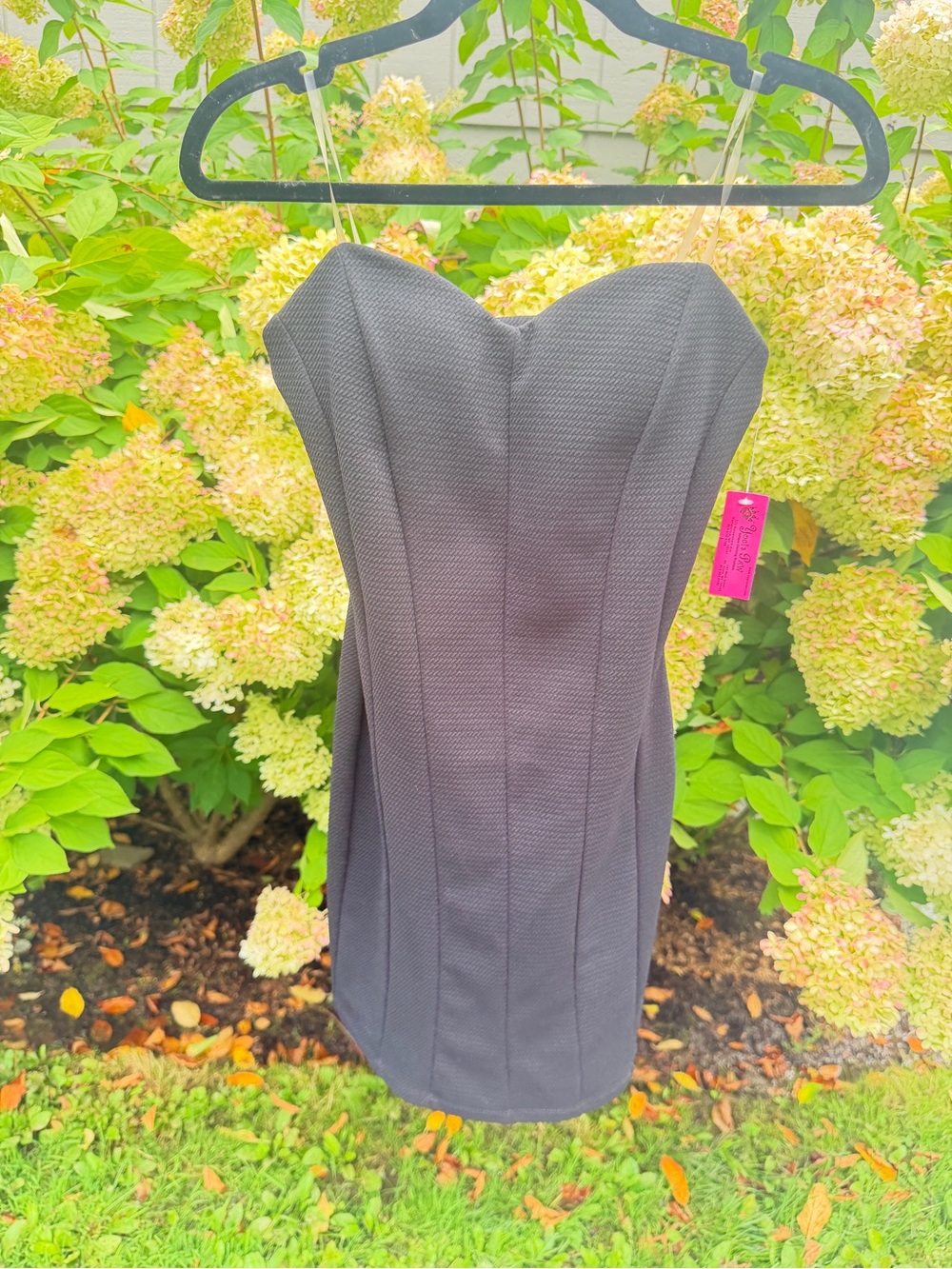 Strapless Textured Black Mini Dress